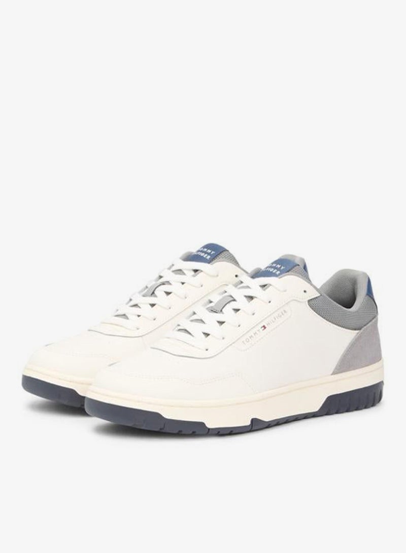 TOMMY HILFIGER Mixed Texture Basketball Trainers With Leather - Image 3